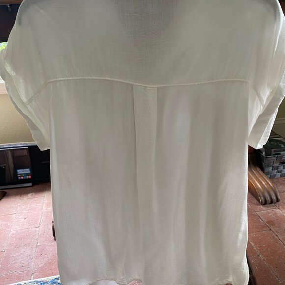 Maurices Womens Crochet Yoke Dolman Short Sleeve Button Up Shirt Size Large - Picture 3 of 4